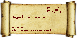 Hajmási Andor névjegykártya